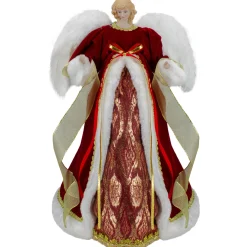 Northlight Angels-18" Red And Gold Angel In A Dress Christmas Tree Topper - Unlit