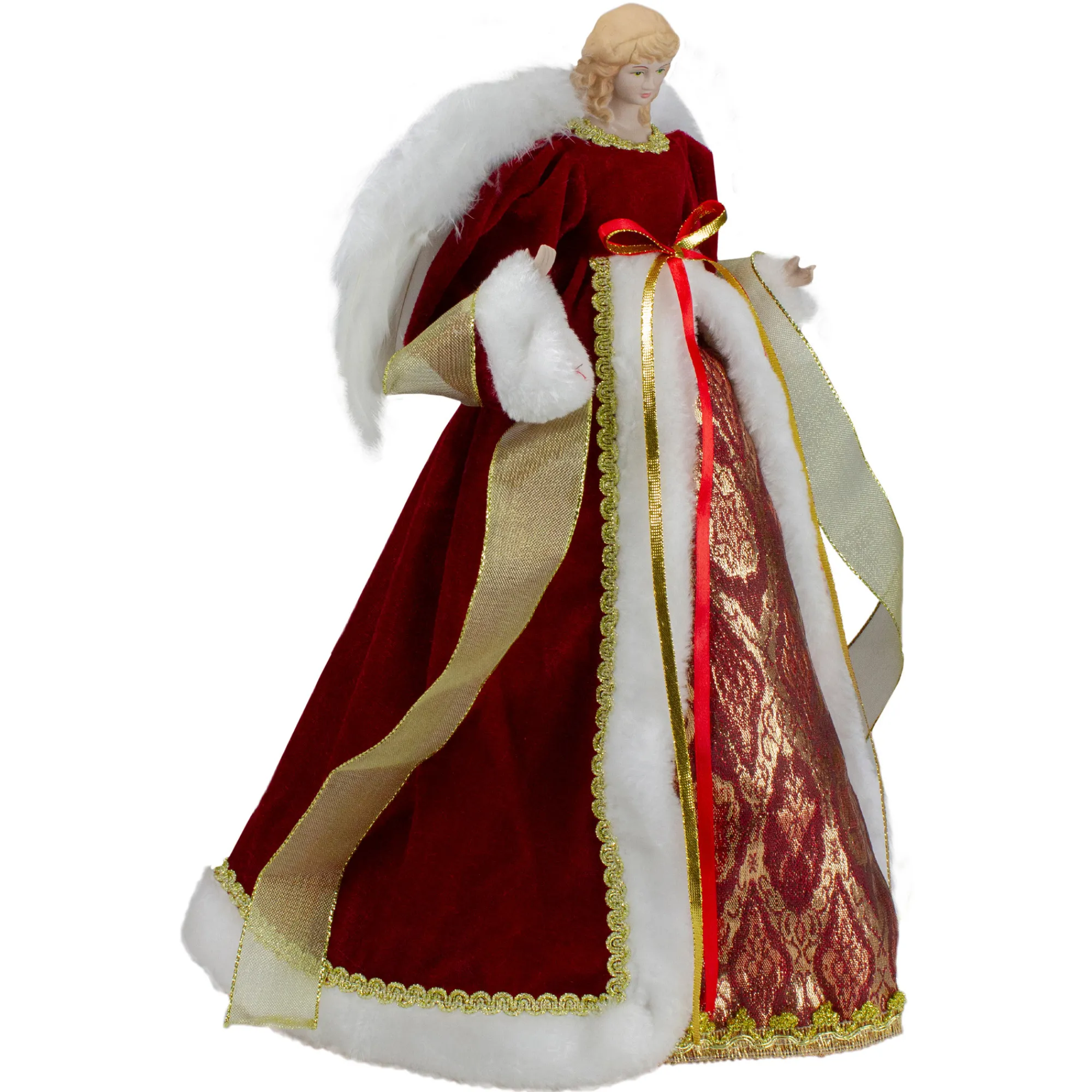 Northlight Angels-18" Red And Gold Angel In A Dress Christmas Tree Topper - Unlit