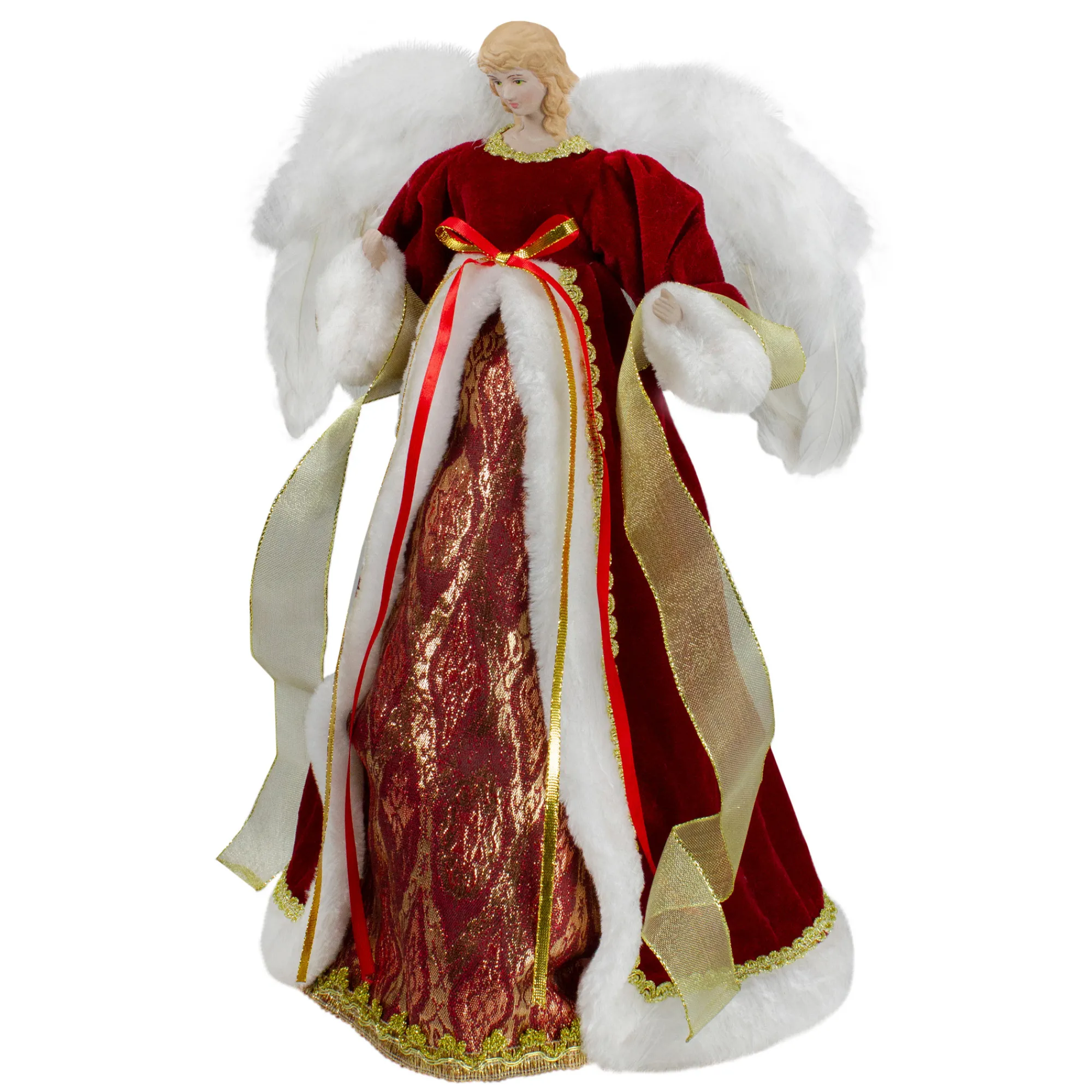 Northlight Angels-18" Red And Gold Angel In A Dress Christmas Tree Topper - Unlit
