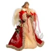CC Christmas Decor Angels-16" Red And Ivory Decorative Christmas Indoor Accent Lighted Angel Tree Topper