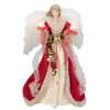 Kurt Adler Angels-16" Red And Ivory Poinsettia Angel Christmas Tree Topper - 33752004