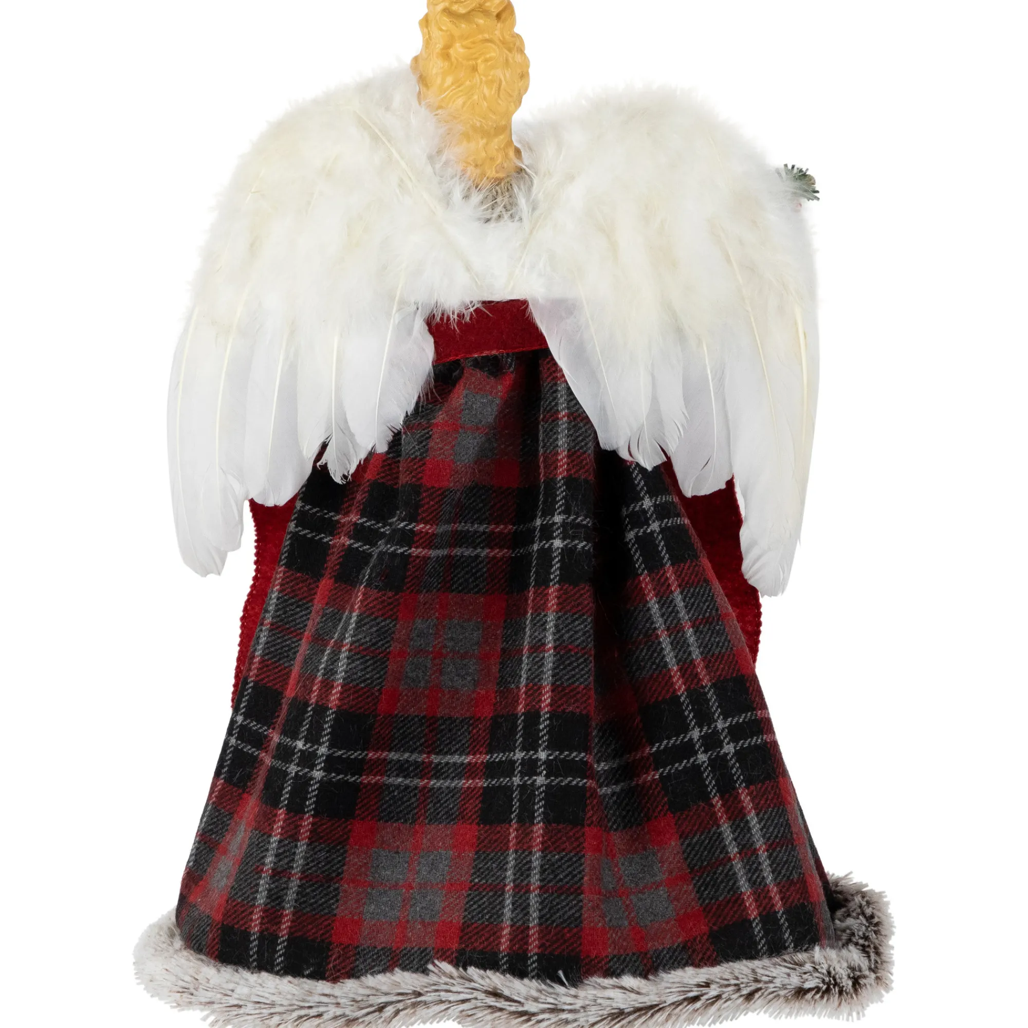 Northlight Angels-16" Red And Plaid Angel Christmas Tree Topper, Unlit