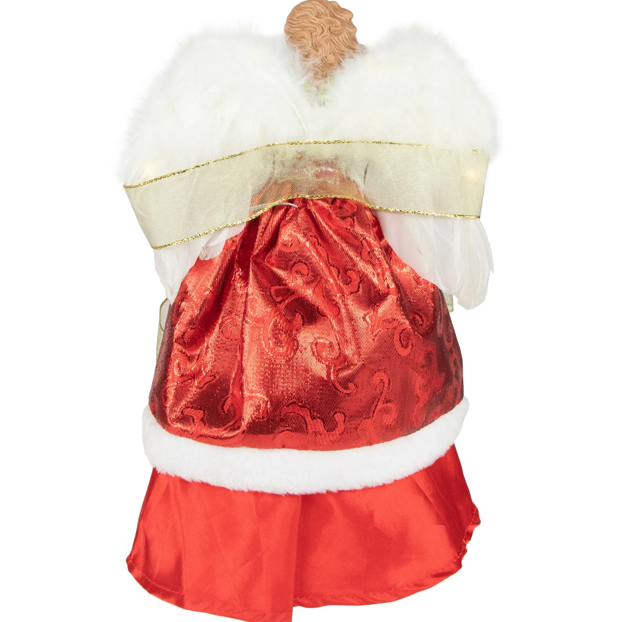 Northlight Angels-14" Red And White Angel With Lighted Wings Christmas Tree Topper