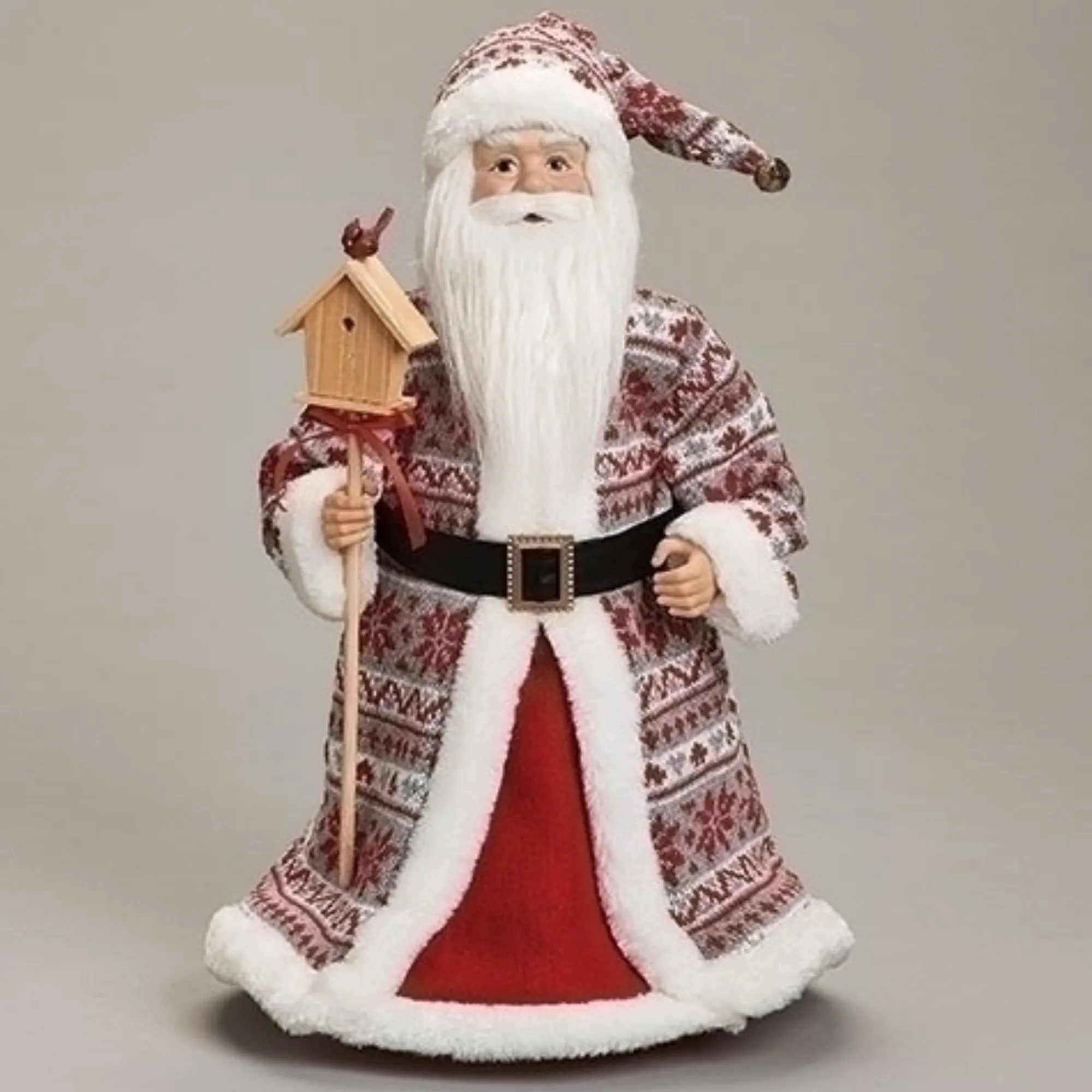 Roman Santa Claus-16" Red And White Santa With Bird Christmas Tree Topper, Unlit