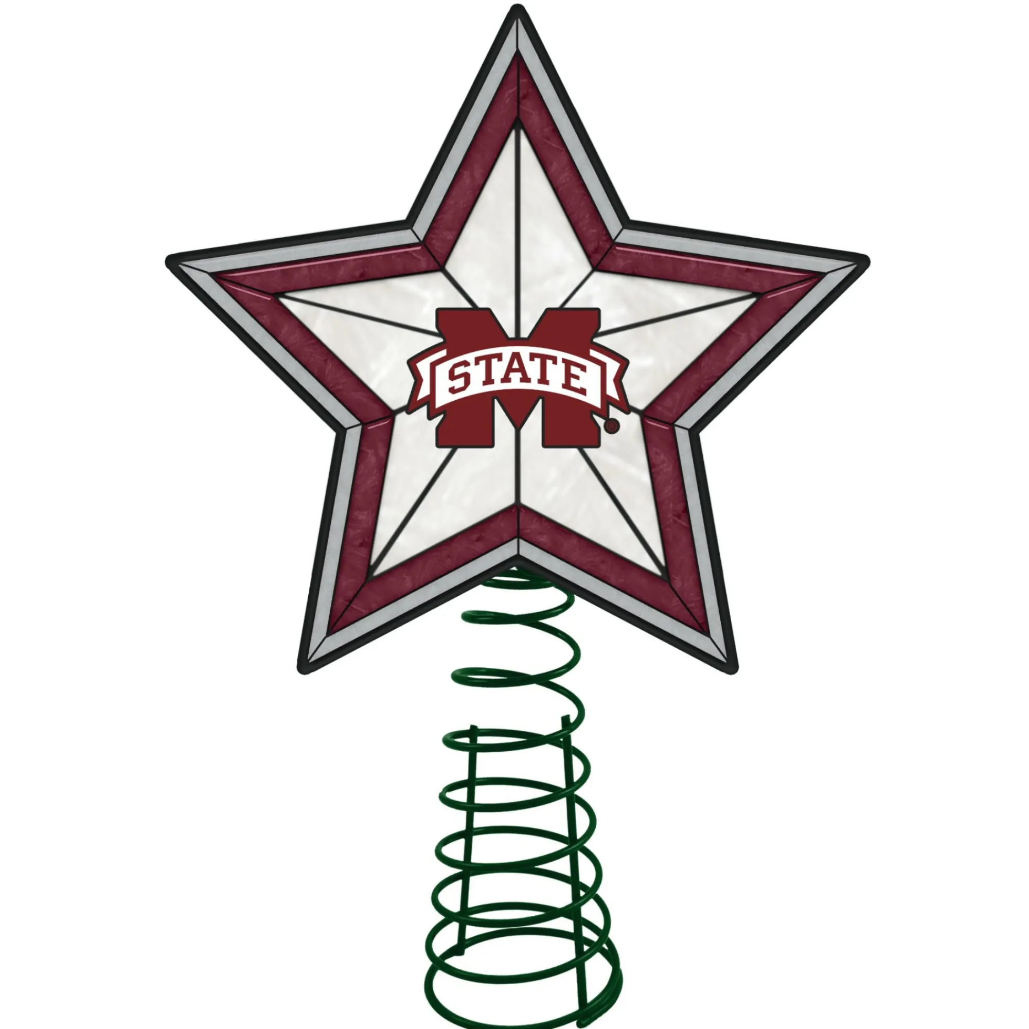 The Memory Company Stars-10" Red And White Star Ncaa Mississippi State Bulldogs Christmas Tree Topper