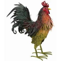 Hi-Line Gifts Finials-39" Red And Yellow Standing Rooster Outdoor Garden Statue