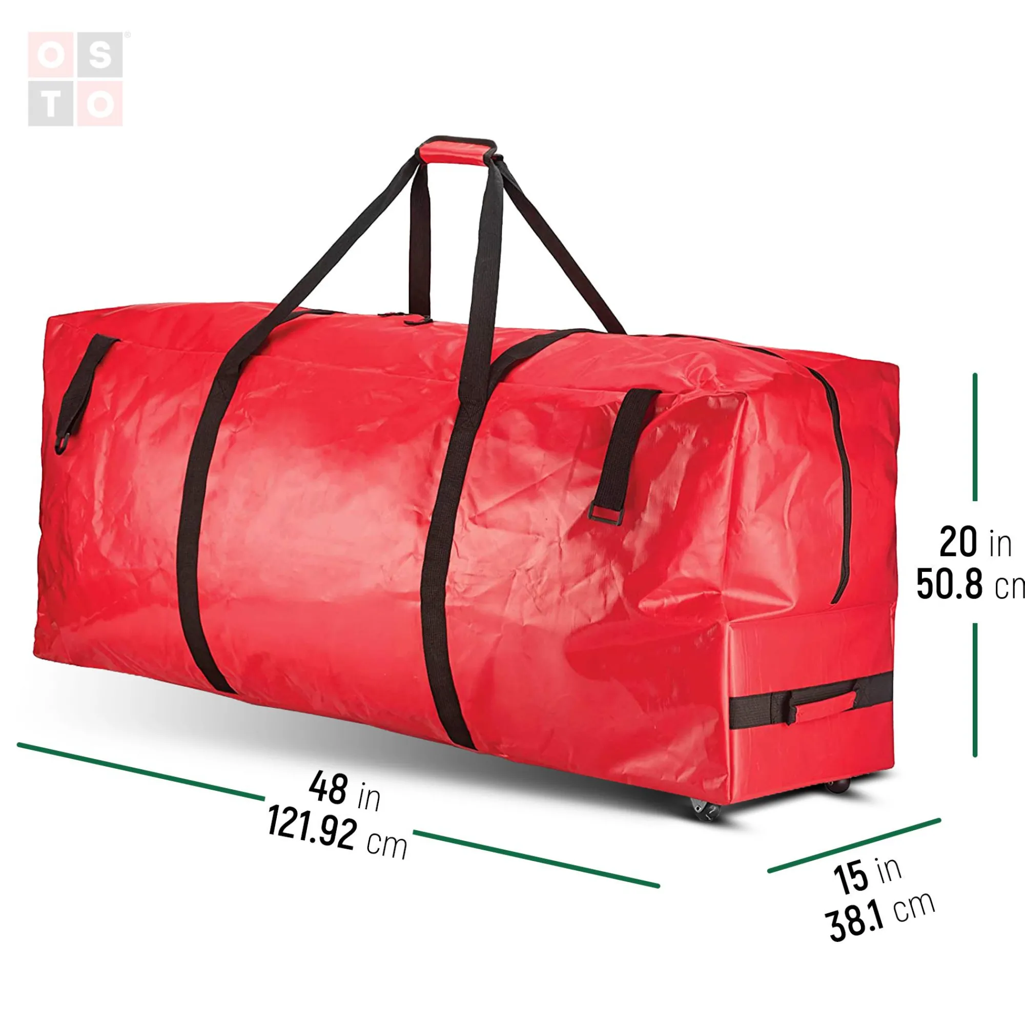 osto Tree Storage-48" Red Artificial Christmas Tree Storage Bag With Wheels