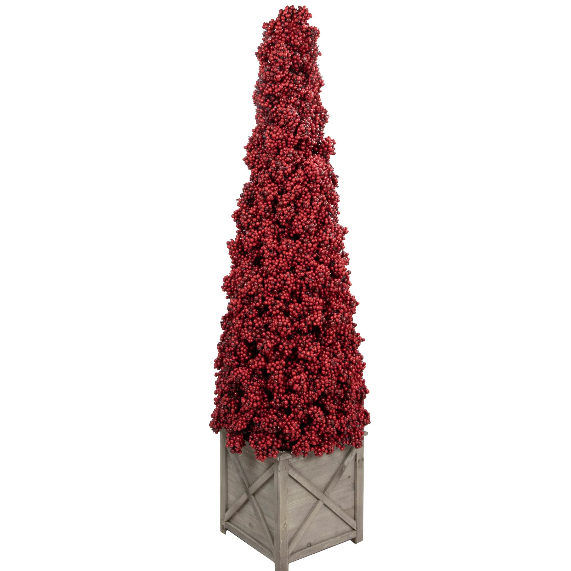 Allstate Topiaries-50" Red Berry Cone Potted Christmas Topiary