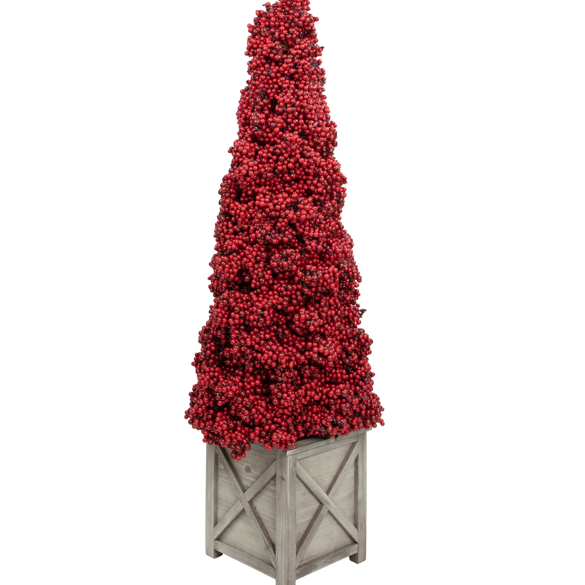 Allstate Topiaries-40" Red Berry Cone Potted Christmas Topiary