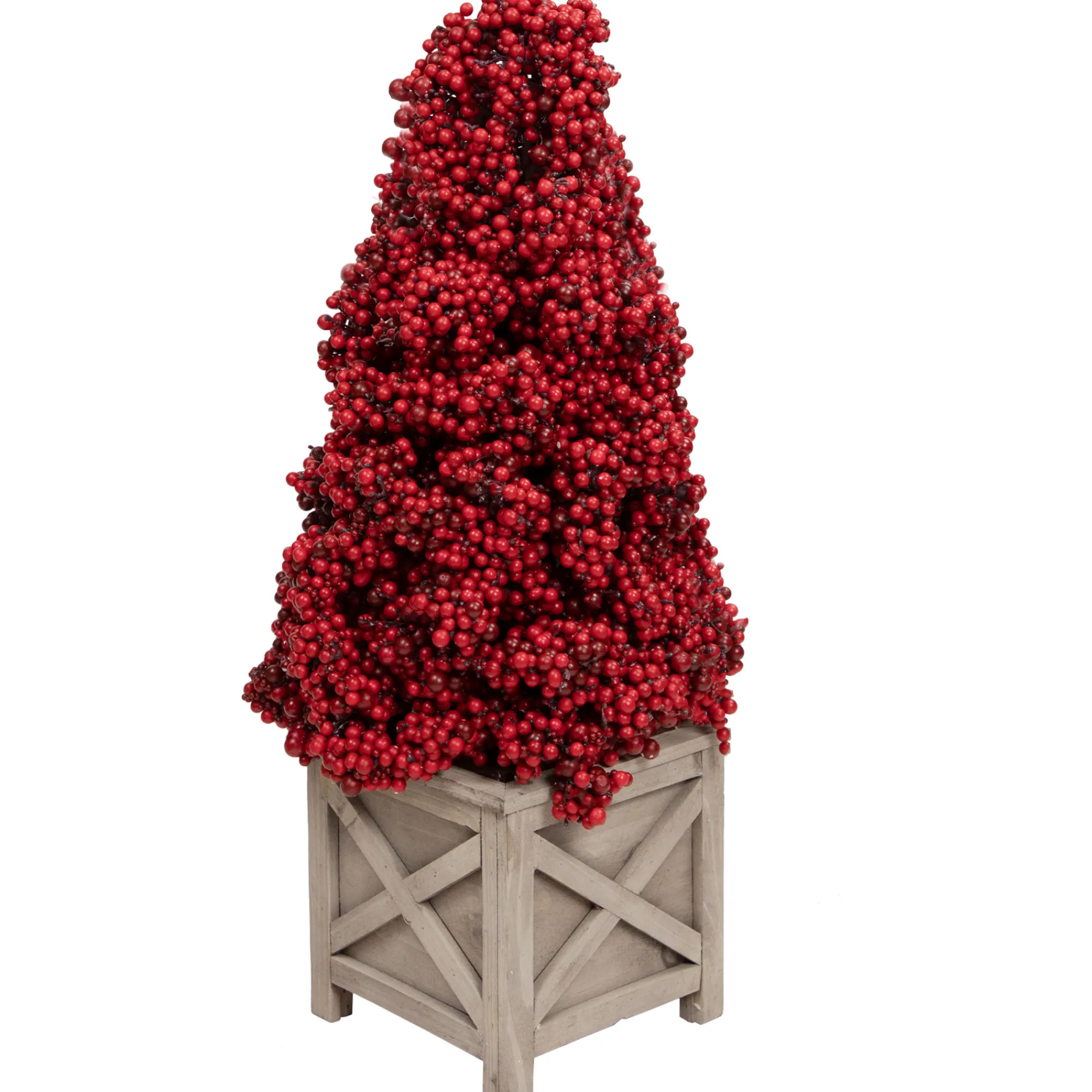 Allstate Topiaries-24" Red Berry Cone Potted Christmas Topiary