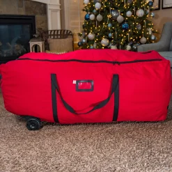 Northlight Tree Storage-56" Red Ez Roller Christmas Tree Storage Bag With Wheels