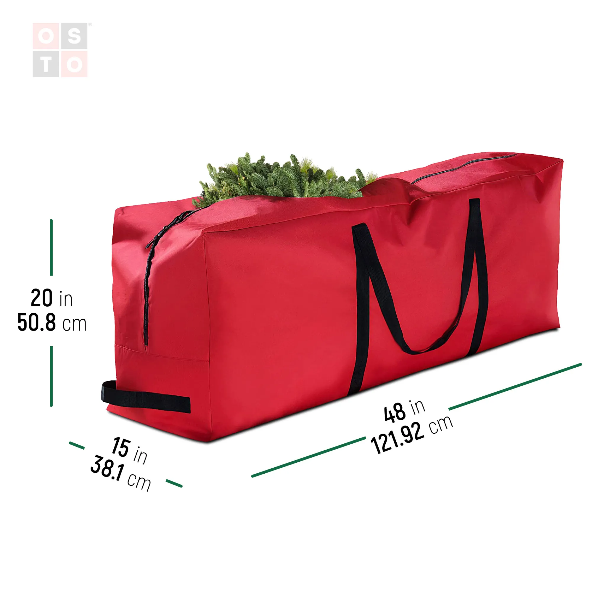 osto Tree Storage-48" Red Rectangular Tear Resistant Artificial Christmas Tree Storage Bag