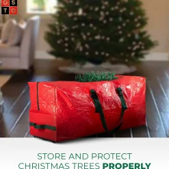 osto Tree Storage-48" Red Rolling Waterproof Artificial Christmas Tree Storage Bag