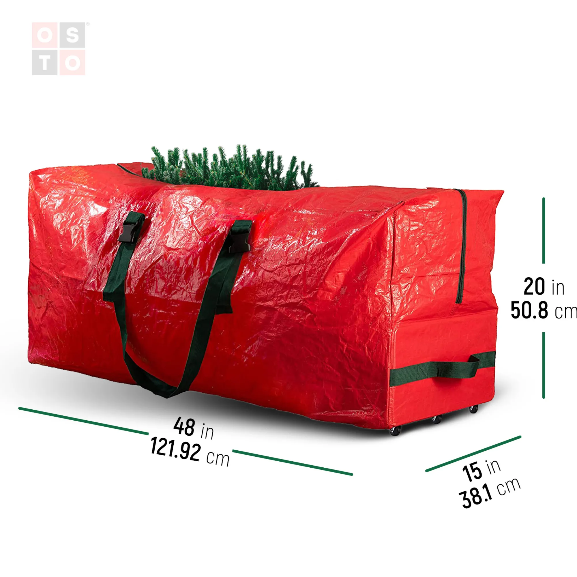 osto Tree Storage-48" Red Rolling Waterproof Artificial Christmas Tree Storage Bag