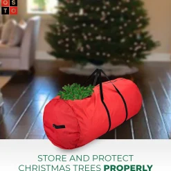 osto Tree Storage-60" Red Round Tear Proof Round Artificial Christmas Tree Storage Bag