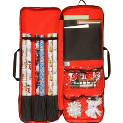 National Tree Tree Storage-39" Red Solid Gift Wrap And Christmas Ornament Storage Bag