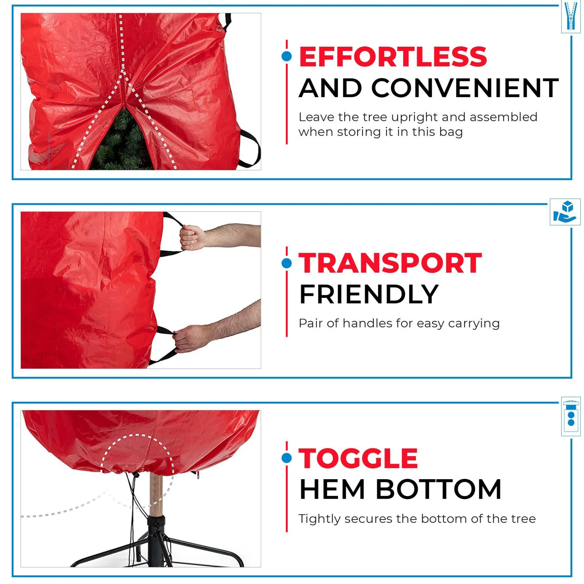 osto Tree Storage-94" Red Waterproof Artificial Christmas Tree Storage Bag