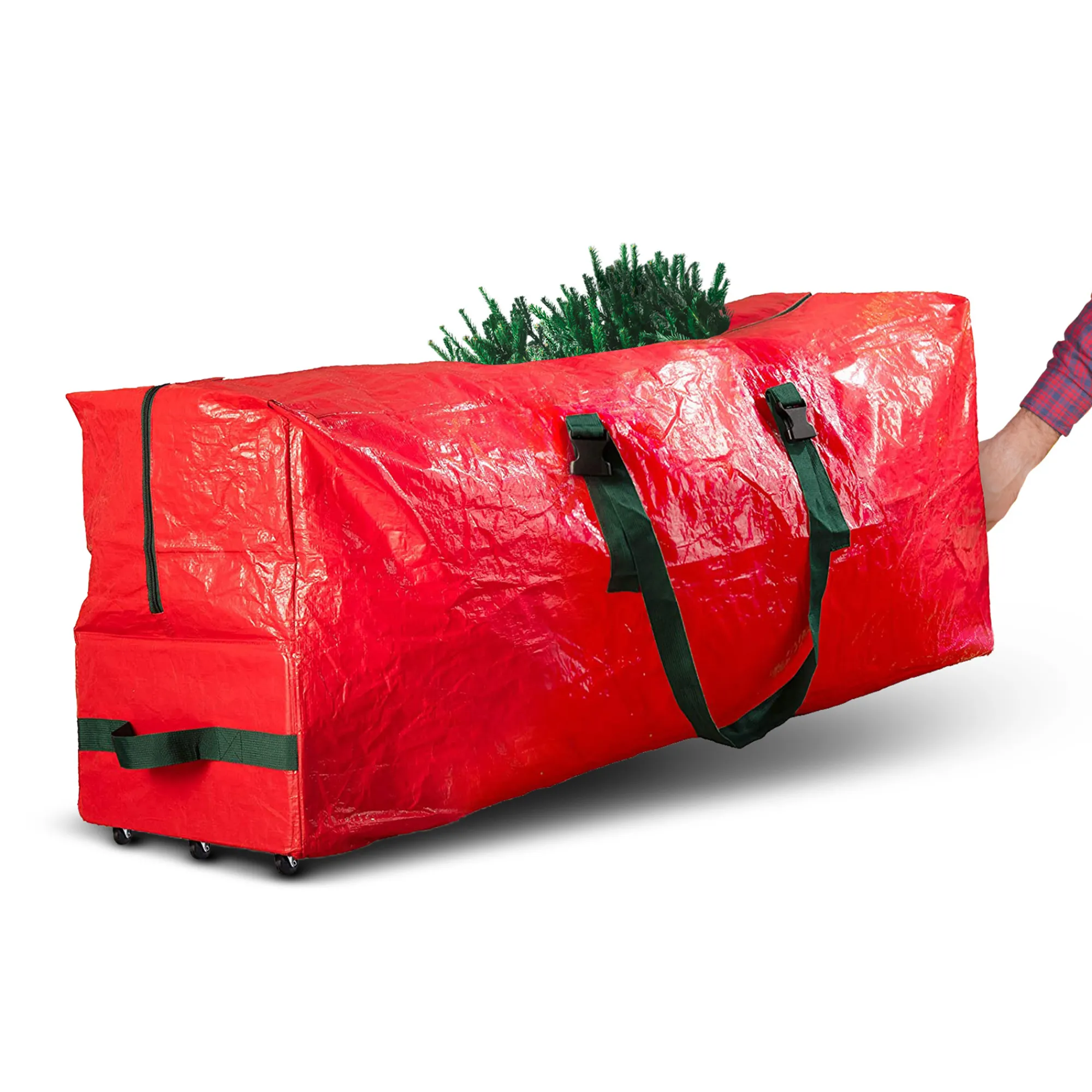 osto Tree Storage-55" Red Waterproof Rolling Artificial Christmas Tree Storage Bag