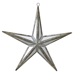 Northlight Stars-7.5" Silver And Brown Mirrored Five Point Star Christmas Ornament
