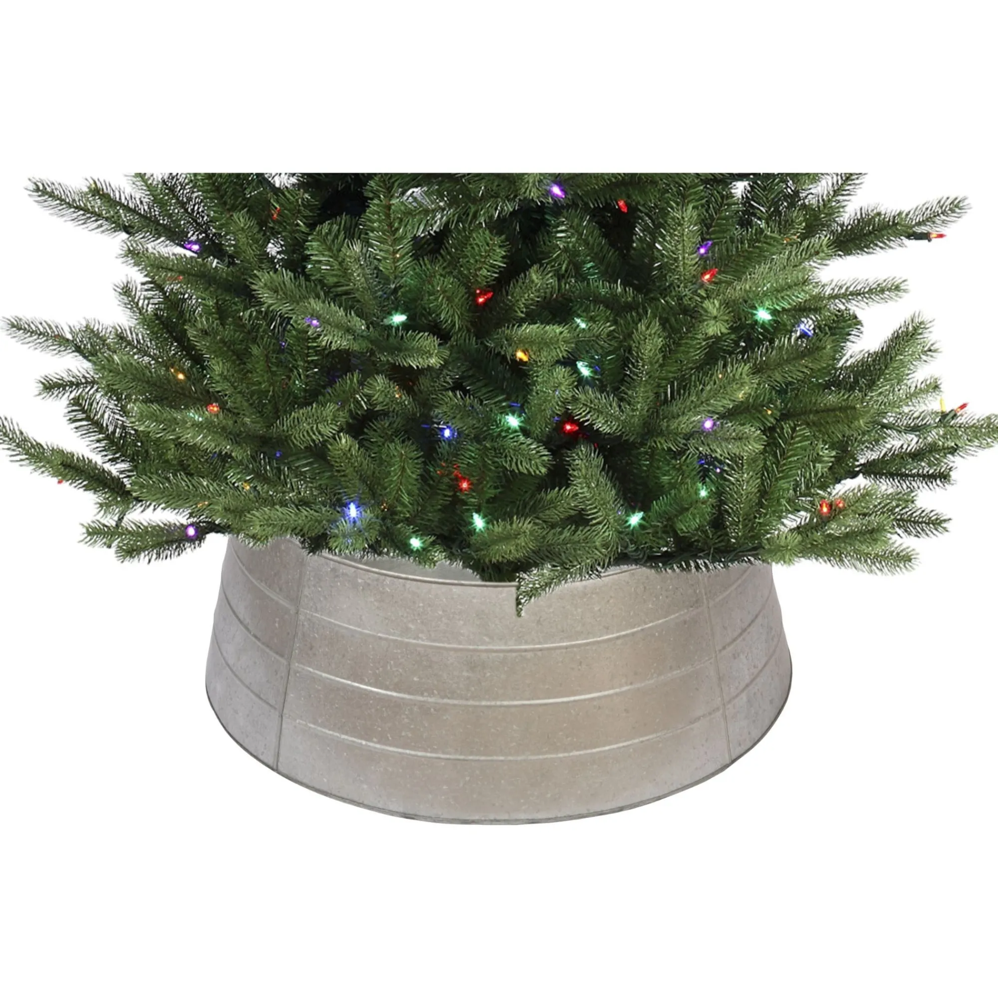 Contemporary Home Living Artificial Tree Stands-28" Silver Rustic Christmas Galvanized Tree Collar