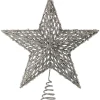 Contemporary Home Living Stars-13" Silver Sequin Glitter Star Christmas Tree Topper, Unlit