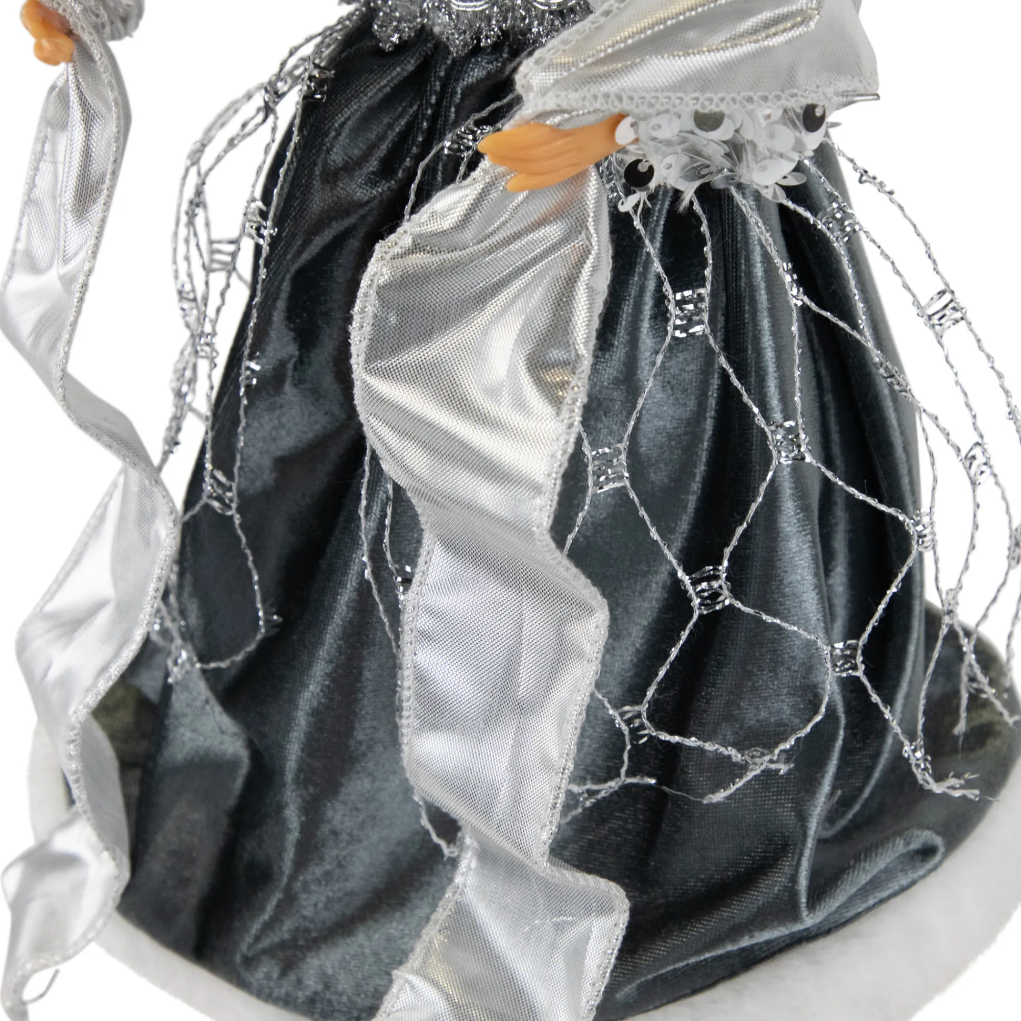 Northlight Angels-12" Slate And Metallic Silver Sequined Angel Christmas Tree Topper, Unlit