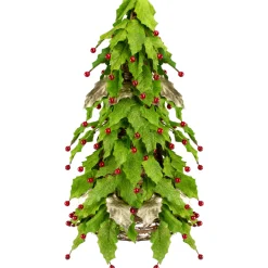 Roman Topiaries-1.5' Slim Twas Night Red Holly Berry And Leaf Artificial Christmas Cone Tree - Unlit