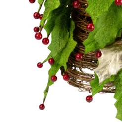 Roman Topiaries-1.5' Slim Twas Night Red Holly Berry And Leaf Artificial Christmas Cone Tree - Unlit
