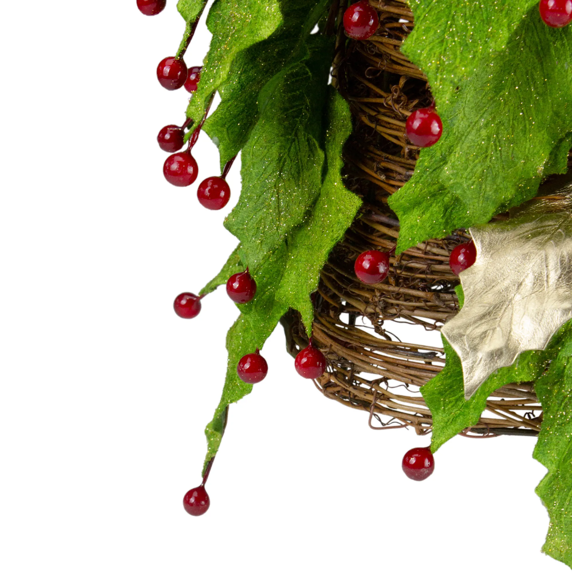 Roman Topiaries-1.5' Slim Twas Night Red Holly Berry And Leaf Artificial Christmas Cone Tree - Unlit