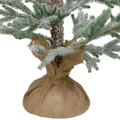 Northlight Unlit-3' Snow Covered Slim Pine Artificial Christmas Tree With Jute Base - Unlit