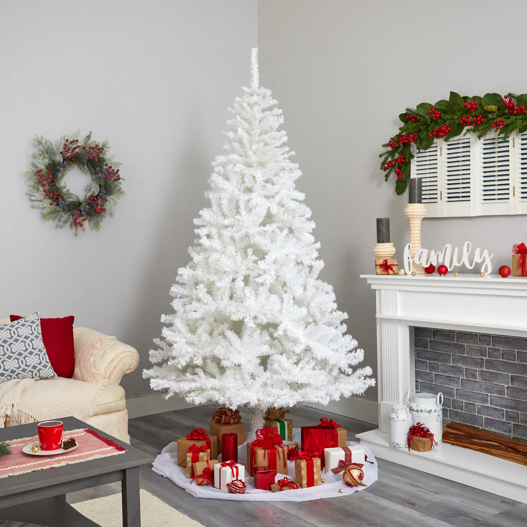 Nearly Natural Unlit-7' Snow White Artificial Christmas Tree, Unlit