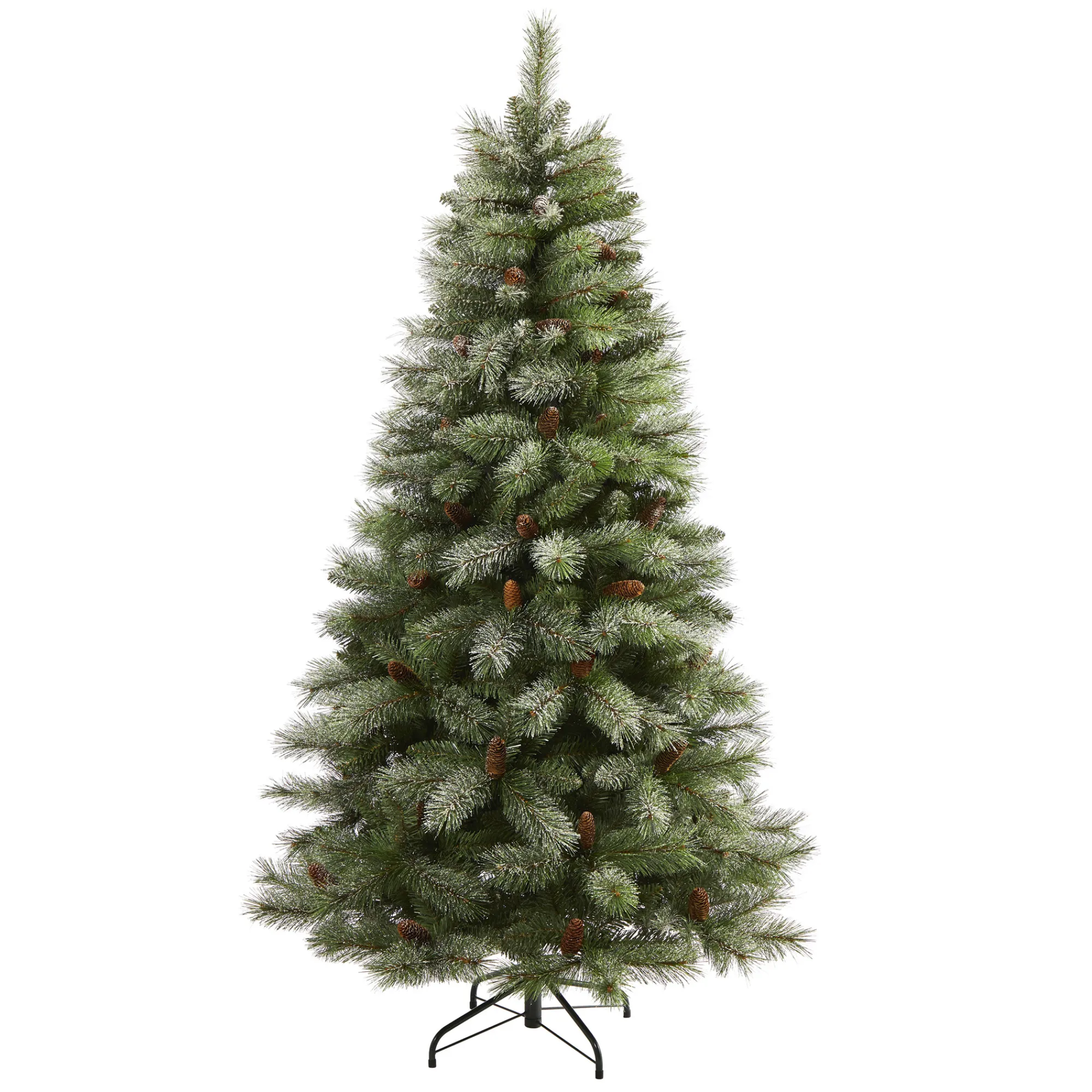 Nearly Natural Unlit-6' Snowed French Pine Artificial Christmas Tree With Pinecones, Unlit