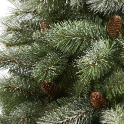 Nearly Natural Unlit-6' Snowed French Pine Artificial Christmas Tree With Pinecones, Unlit