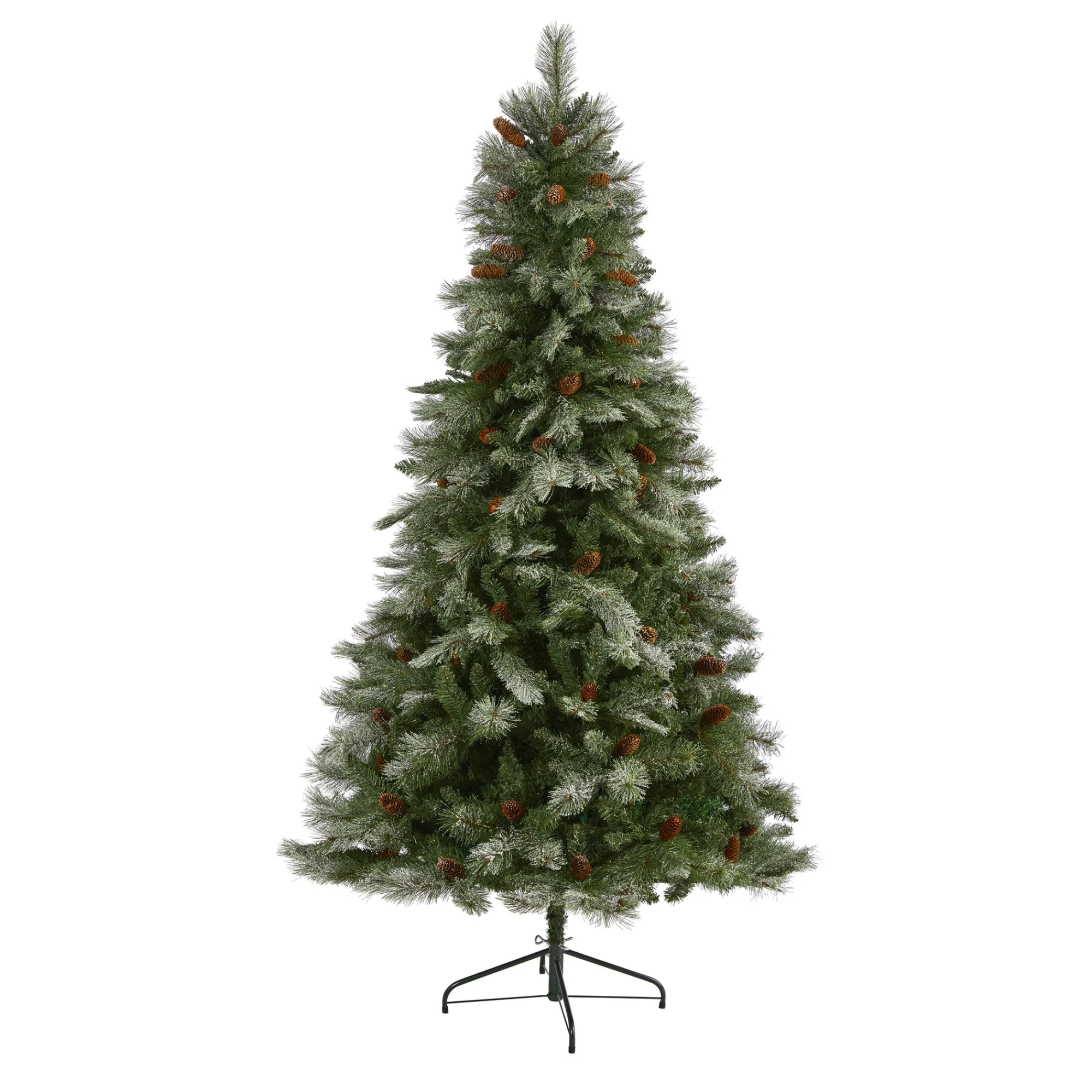 Nearly Natural Unlit-7' Snowed French Pine Artificial Christmas Tree With Pinecones, Unlit