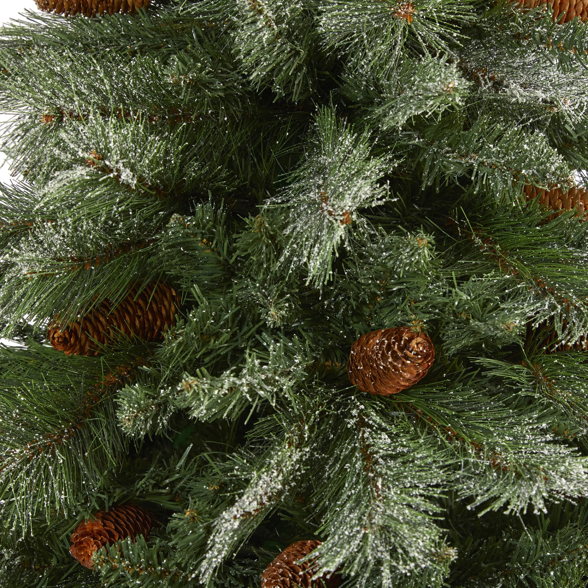 Nearly Natural Unlit-7' Snowed French Pine Artificial Christmas Tree With Pinecones, Unlit