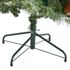 Nearly Natural Unlit-7' Snowed French Pine Artificial Christmas Tree With Pinecones, Unlit
