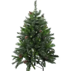 Northlight Unlit-4' Snowy Delta Pine With Pine Cones Full Artificial Christmas Tree - Unlit