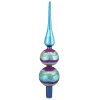 Northlight Finials-13" Turquoise Blue, Gold And Pink Gliltter Swirl Design Glass Finial Christmas Tree Topper