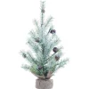 Contemporary Home Living Unlit-1.5' White And Brown Artificial Christmas Icy Pine Tree With Base - Unlit