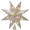 Kurt Adler Stars-7.6" White And Gold Lighted Star Christmas Tree Topper - Clear Lights