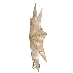 Kurt Adler Stars-7.6" White And Gold Lighted Star Christmas Tree Topper - Clear Lights