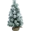 Contemporary Home Living Unlit-1.5' White And Green Artificial Christmas Snowy Pine Tree - Unlit