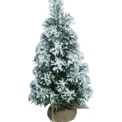 Contemporary Home Living Unlit-1.5' White And Green Artificial Christmas Snowy Pine Tree - Unlit