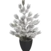 Contemporary Home Living Unlit-1.5' White And Green Artificial Christmas Snow Tree With Container - Unlit