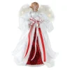 Northlight Angels-14" White And Red Angel With Lighted Wings Christmas Tree Topper
