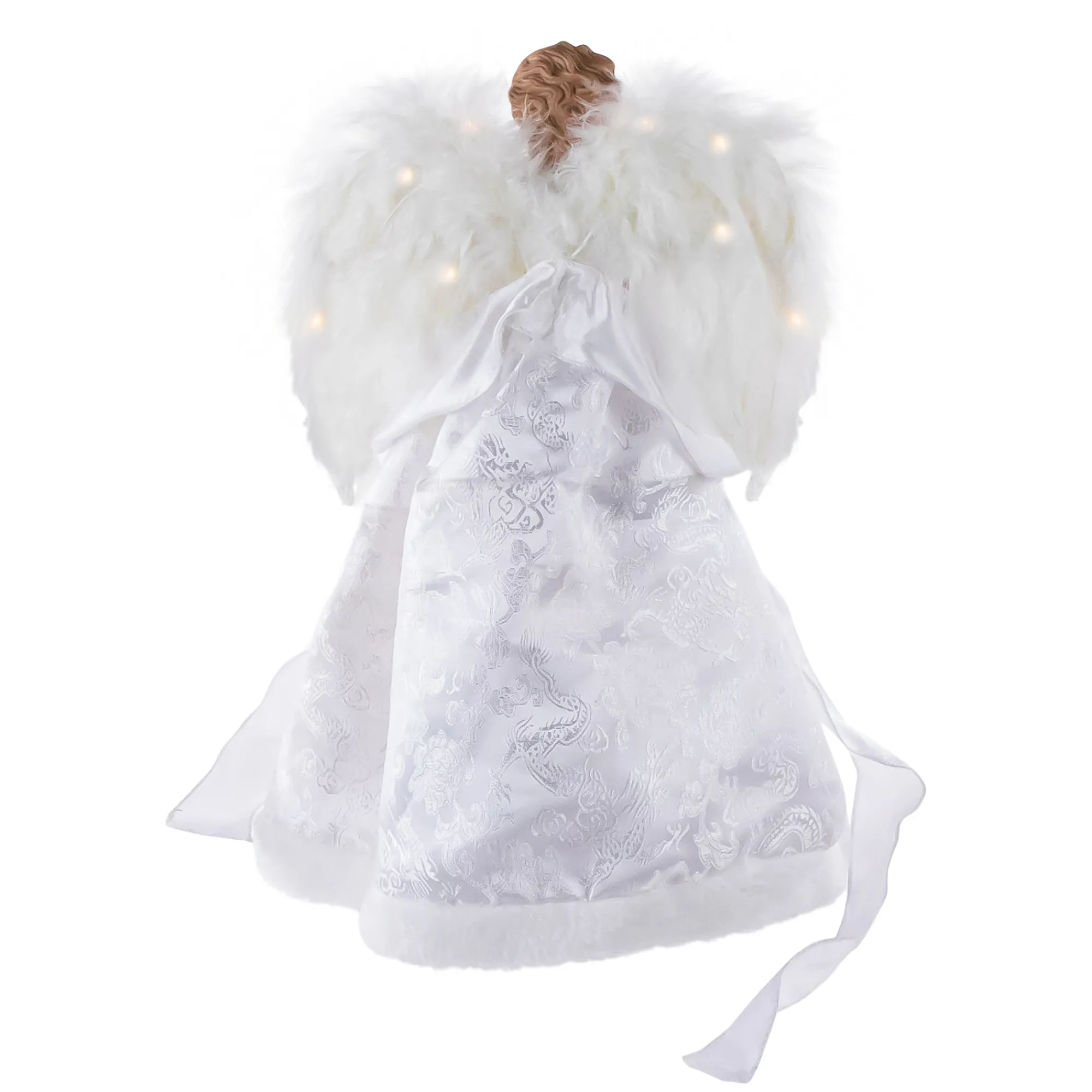 Northlight Angels-14" White And Red Angel With Lighted Wings Christmas Tree Topper