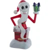 KSA Stars-11.25" White And Red Jack Skellington Holding Present Christmas Tree Topper, Unlit