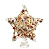 Kurt Adler Stars-10.75" White And Red Star With Holly Berries Incandescent Christmas Tree Topper - Clear Lights