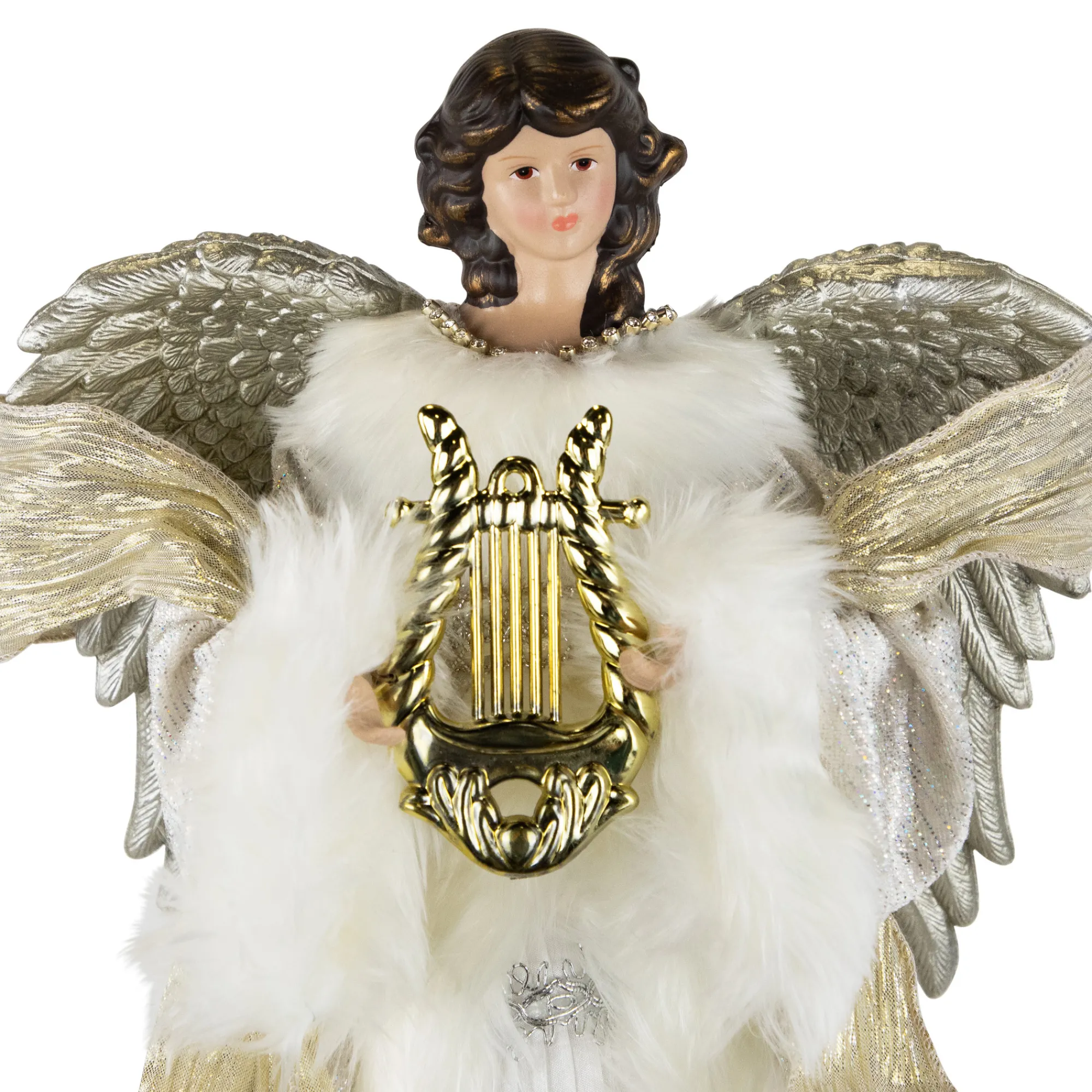 Northlight Angels-18" White And Silver Angel Christmas Tree Topper, Unlit