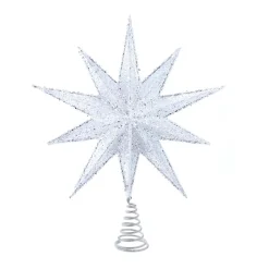 KSA Stars-19.25" White And Silver Bethlehem Star Christmas Tree Topper, Unlit
